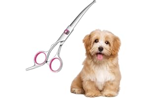 JYNVO Tijeras Peluqueria Canina, Tijeras Para Perros, Tijeras Curvas Para Perros, para Cortar Pelo de Perro Gato Mascota