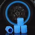 MAPPERZ Tire Valve Stem Caps Universal for Car, Bikes, Trucks, Luminous Fluorescent Glow in The Dark Air Cover, Tire Pressure Radium Caps, Modification & Decoration Accessories, Blue Color, Pack of 4