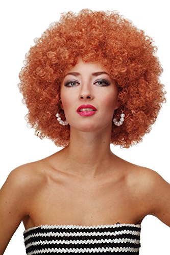 WIG ME UP ® - Parrucca Afro Anni 70 Parrucca Party Funk Disco Foxy Colore Rosso Rame e Biondo Rame PW0011-P130