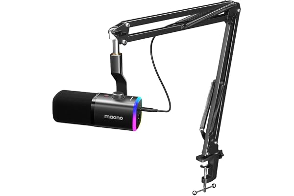 MAONO XLR-USB Micro Gaming, Dynamiques Micro avec Bras, Logiciel, Microphone PC pour Gamer, Podcast, PS4-PS5, Doublage Voix, Enregistrement Création de Contenu (PD100XS Noir)