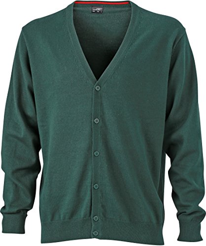 Men's V-Neck Cardigan - Herren Cardigan mit V-Neck XXL,Forest