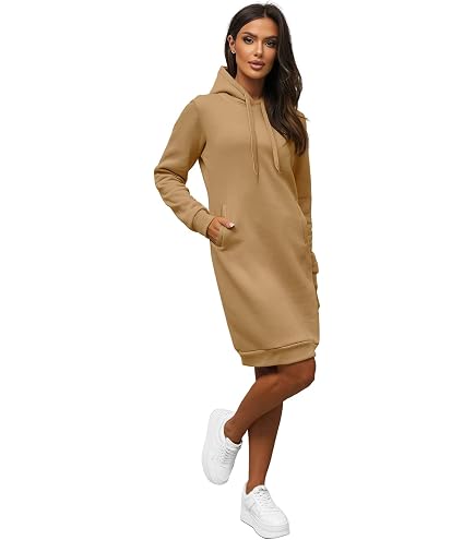 Damen Hoodie Kleid – Oversized Sweatkleid Mit Kapuze, Kängurutasche & Lockeren Schnitt