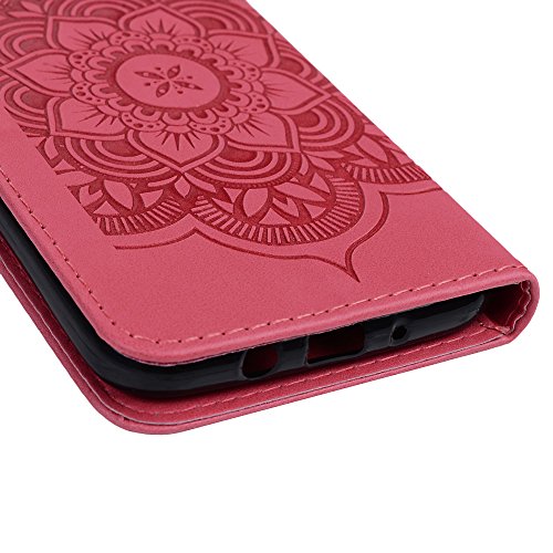 Badalink Case für Samsung Galaxy J5(2017) PU Leder (TPU innere Schicht) Tasche Flipcase Druck Traumfänger Schutzhülle mit Kreditkarteninhaber Kippständer Magnetverschluss Handyhülle Wassermelonen Rot - 6