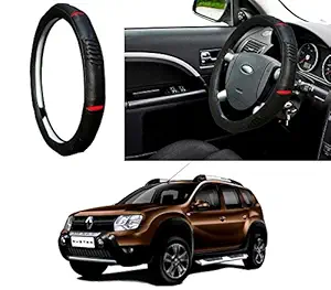 Auto Pearl - Adinox Ring Type Car Steering Wheel Cover (Diamond Plus Black Red) for -Duster 2016