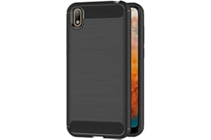 COPHONE Funda Compatible con Huawei Y5 2019, Negro Silicona Funda para Y5 2019 Carcasa Fibra De Carbono Funda Case