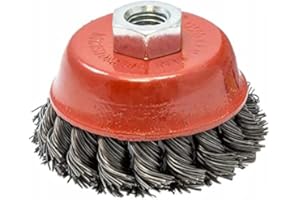 GRABACZ Cepillo de copa metálico de 75mm para amoladora con rosca M14 - alambre torsado, ideal para limpieza de superficies