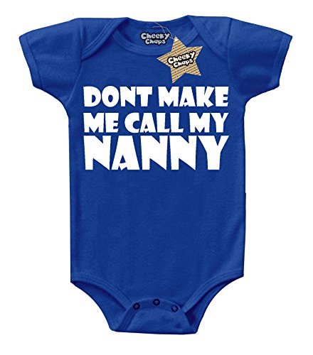 Don't Make Me Call My Nanny Print Royal Blue & White 3 - 6 Months
