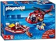 PLAYMOBIL (G505) POMPIERS - Zodiac Bateau Pneumatique Rouge Rescue 4428