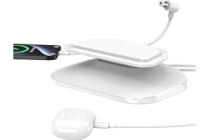 PlusAcc Adjustable Charging Stand for Show 8 3rd Gen Stand with USB C and USB A Charging ports Charging Station for iPhone/Airpods Smartphones & Smartwatch & Show 8 3rd Gen (White)