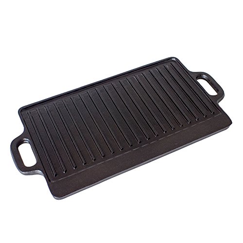 Big-BBQ Seasoned Plaque de cuisson et grill en fonte pour barbecue 38 cm