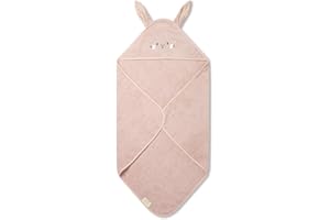 MORI Unisex Hooded Bunny Towel Blush Organic Cotton Absorbent Quick Drying Lightweight 100x88cm for Infants Durable Comfortable Blanket Ideal for Bathing Home or Travel