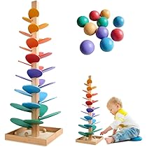 Circuit À Billes En Bois Music Tree, Jouet Musical En Bois Avec Boule Colorée, Tour À Billes Roulantes Colorées, Jouet Musical Avec Boule D'arbre Comprenant 4 Billes, Jeu Éducatif