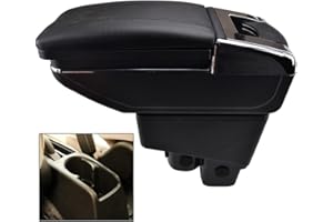 SZSS-CAR Leather Car Center Console Armrest Box for Honda Fit Jazz Hatchback 2005 2006 2007 2008 Armrests Storage Box (Black Stitches with NO USB)