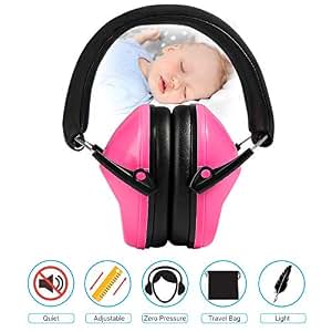 LEADSTAR Casque Antibruit Enfant NRR 25dB / SNR 29dB - Pliable Rose, Protection Auditive Confortable Pour Dormir, Étudier, Voyager