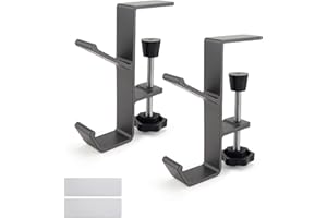 HERKINDNESS Bag Hooks for Table, 2 Pieces Grey Handbag Hook, Adjustable Bag Hanger, Lightweight and Durable, for Computer Tables, Office Desks, Study Tables of Different Thicknesses