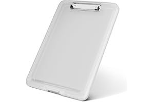 Hnogri El portapapeles de plástico se puede abrir plegable para enfermeras, abogados, estudiantes, aulas, oficina, mujeres, hombre, tamaño 34 x 23 x 2,3 cm, blanco