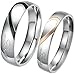 JewelryWe Schmuck 1 Paar Edelstahl LOVE Herz Partnerringe Freundschaftsringe Eheringe Trauringe Verlobung Ringe Band, Schwarz Gold Silber, mit Geschenk Tüte