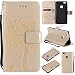 Produktbild HUAWEI P10LITE hülle PU Lederhülle Brieftasche Tasche Hüllen Prägung Baum und Katzen Flip Hülle im Bookstyle Cover Schale Ständer Etui Karten Slot mit Magnetverschluss Schutzhülle DECHYI case cover Gold