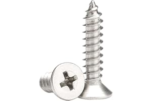 VOKENFORU M5 x 25mm Self Tapping Screws, Phillips Flathead 304 Stainless Steel Screws, Fasteners Bolts for Plastic Wood Furniture and Drywall 50 Pcs