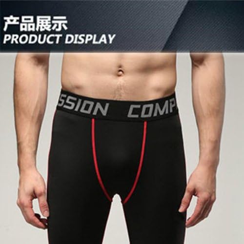Brand New Gym Leggings Men Compression Running Shorts Jogging Pantalones Quickly Dry Crossfit Trousers Volleyball Shorts,red line,M