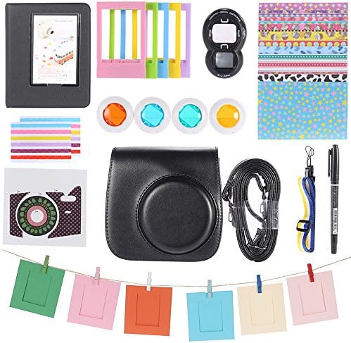 nutedawn 11 in 1 Accessory Bundle Together For Fujifilm Instax Mini 8 (Case Mini 8 Camera/Sticker/Album/Hanging Frames/Film/Sticker Borders Frames/Border Stickers/Lens/Filters/Belt/Pen) LMN52B