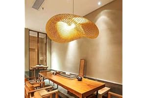 AHQX Lampe Pendentif Tissage Vintage Lampe Bambou Et Rotin Naturel Tissé Suspendu Creative Nostalgique Réglable E27 Lustre Restaurant Tea Room Chambre Salon Café Bamboo Lampes Suspendues