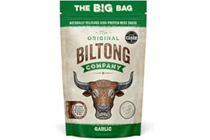 Original Biltong Big Bag High Protein Healthy Snack Made from British & Irish Beef by The Original Biltong Company (250 g, Garlic)
