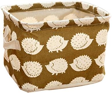 Timorr Cotton Linen Storage Box Portable Storage Basket Desktop Organizer Store Cube For Clothes Toys Cosmetic - Hedgehog Pattern