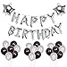 Produktbild Yoart Geburtstag Dekorationen Silber und Schwarz für Mann und Junge Alles Gute zum Geburtstag Buchstaben Folienballons Banner Latex Ballons Party Decor