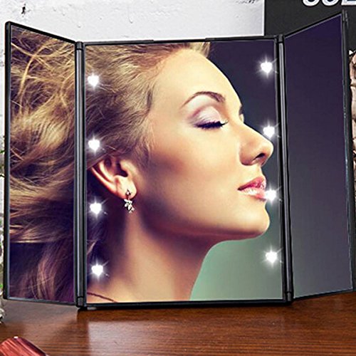 LuckyFine 8LED Make up Spiegel Reisespiegel Taschenspiegel Kosmetik Schminkspiegel faltbar - 3
