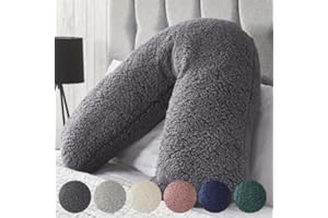 DOWNLAND BEDDING COMPANY Downland Bedding Huggleland Charcoal Teddy V Shape Super Soft Warm and Comfy Supportive Complete Pillow 100% Polyester 80cm x 30cm