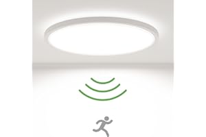 Zemty Motion Sensor Lights Indoor 18W 1800LM 5000K, Ø 9Inch/23cm LED Ceiling Light Bathroom Lights Ceiling Waterproof, Flush Shed Light for Toilet,Stair,Loft,Porch,Bath,Attic,Garage lighting,Outdoor