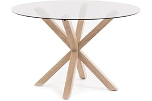 IBERA HOME - Mesa Redonda de Cristal Templado de 120 cm para Comedor o Cocina – Elegancia Contemporánea y Durabilidad