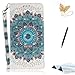 Produktbild TOUCASA iPhone 8 Plus Handyhülle,iPhone 7 Plus5.5 Hülle, Brieftasche flip Kartenfächer 3D Glitter Surface Hidden Magnetic Closure Life Time Warranty für iPhone 8 Plus/iPhone 7 Plus5.5(Mandala)