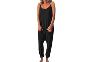 ORANDESIGNE Salopette Donna Baggy Romper Sling senza Maniche Pantaloni Larghi con Bretelle a Gamba Tuta Jumpsuit Monopezzi Partito Playsuit Overalls Estivi