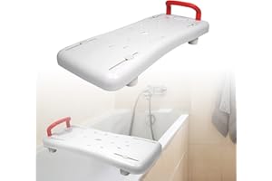 LARS360 Badewannenbrett Badewannensitz Senioren Erwachsene Einstellbar Wannenbrett zum Sitzen Brett für Badewanne Sitzbrett Stuhl für Badezimmer Max 150 kg mit Griff, LARS-(HAG1337R), Weiß