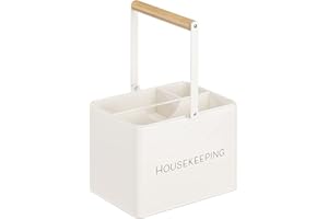 Navaris Cesta para Productos de Limpieza - Caja de almacenaje con 3X Organizador para Productos de Fregadero Cocina baño - 27,7 x 23 x 21 cm - Blanco