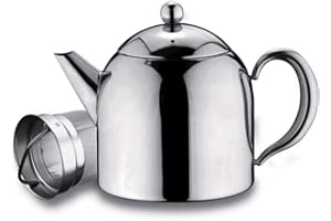 CAFÉ OLÉ Grunwerg Café Ole HT-050X Belmont Range Deluxe 18/10 Stainless Steel Mirror Polished Tea Pot with Infuser Basket, 50oz
