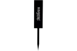 Bütic GmbH Acrylglas Pflanzschilder Stab schwarz - Gartenstecker, Kräuter-Stab, Pflanzenstecker - Auswahl + Wunschname, Pflanzenname:Möhren