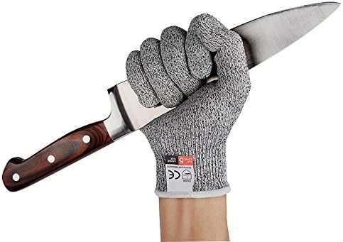 HGHMLIFE Cut Resistant Gloves Level 5 Protection,Food Grade EN388 Certified,Kitchen Glove and Safty Gloves for Cutting Slicing Hand Protection and Yard-work (XL)