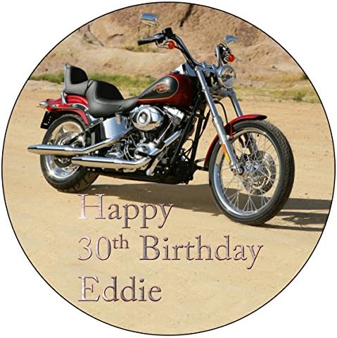 Harley Davidson 7.5" Round Cake Topper edible fondant