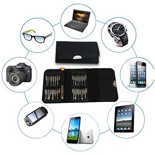 Wartoon Mini Schraubendreher Set 25-teilig Werkzeugset für PC Brillen Handy Laptop Kameras Brillen Uhren Spielzeug Schmuck (Schlitz, Kreuzschlitz, Torx) in Lederetui - 5