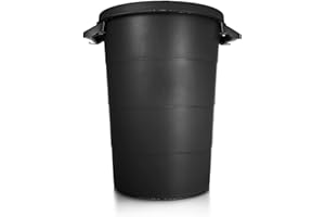 BigDean wetterfeste Universaltonne mit Deckel und 2 stabilen Tragegriffen 80 Liter SCHWARZ - Regentonne Mülleimer - Indoor und Outdoor geeignet - Made in Europe