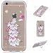 Produktbild iPhone 5 5S SE Hülle mit Handy Halter Ring, E-Unicorn Handyhülle Apple iPhone 5 5S SE Hülle Transparent mit Muster 3D Einhorn Silikon Durchsichtig Tasche Ultra Slim Dünn TPU Bumper Schutzhülle Stoßfest Zubehör Set Etui Schale Back Case Cover Rückseite + Universelle Finger-Halterung Ständer Fingerhalter für Smartphones