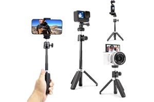 MAXCAM Extension Pole Trépied Mini Selfie Stick trépied Stand Handle poignée pour Webcam iPhone Samsung Smartphone gopro DJI Pocket Canon Sony caméras vlogging