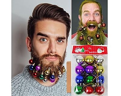 ILOVEDIY 12Pcs 3cm Boules de Noel Barbe Beard Decoration Noël Babioles Accessoire de Barbe Fantaisie Christmas Baubles