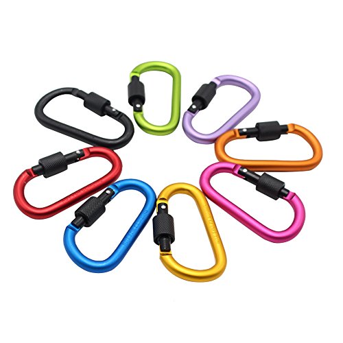Preisvergleich Produktbild Karabiner Schlüsselanhänger Schraubkarabiner Zubehörkarabiner Aluminium Legierung Haken Karabiner D Screw Karabinerhaken mit Schraubverschluß(8 pcs verschieden farbigen