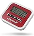 Produktbild Fosmon Digitaler Timer Elektronischer Timer Großer Digital-LCD-Bildschirm Küchen-Timer - Zählen Sie nach oben oder unten - mit lautem Alarm, Magnetischer Rücken, Klappständer und Clip - Rot / Weiß