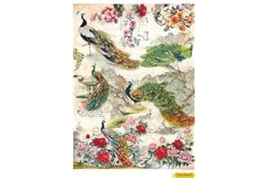 CADENCE ESPAÑA Papel de Arroz Cadence Pavos Real y Flores 30x41cm. Ref,194