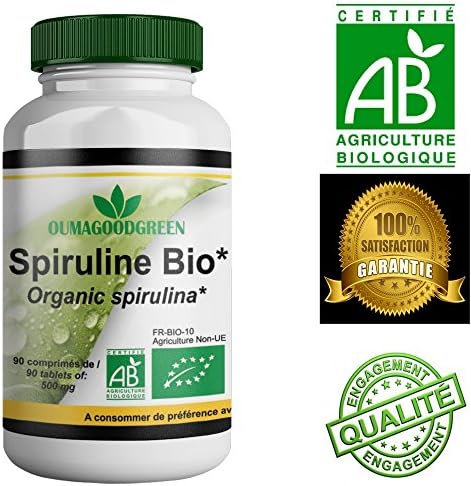 Organic Spirulina 90 tablets 500 mg-High Quality, Easy to take-FREE : Ebook and Invoice- 100 % Pure Organic Spirulina, a natural protein source rich in vitamins and minerals